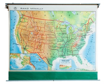 DISCOUNTED Vintage 1960s America Pull Down Map