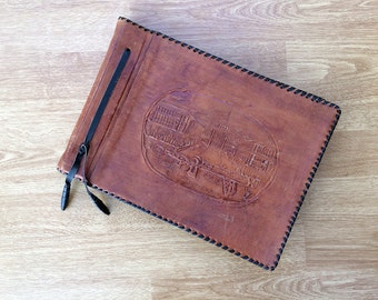 Leather photo album Vintage album Handmade picture organizer Retro album Old album Embossed leather photo album Retro photo Tooled leather