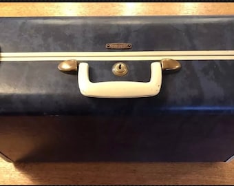 Vintage Blue Marbled Samsonite Suitcase 4721 21X13X7.5 Made In USA 60’s