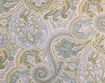 Green Paisley Cotton Twill Fabric