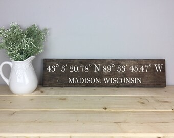 Latitude Longitude Sign | House Warming Gift | Custom Coordinates | Anniversary Gift | Housewarming Gift | Realtor Closing Gift