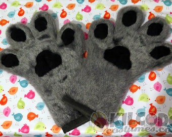 Toony Four-Finger Paw Gloves - Handpaws - Furry - Fursuit - Cosplay - Costume - Paws - Gray - Grey - Silver