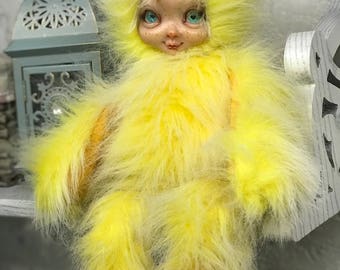 Little Lilly Chick - ooak doll - chicken - easter - handmade - collectable - ready to ship - vintage