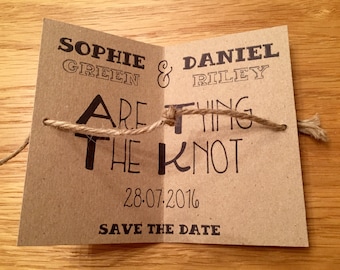 Tying The Knot Save the Date Cards with Envelopes - Wedding Invitations