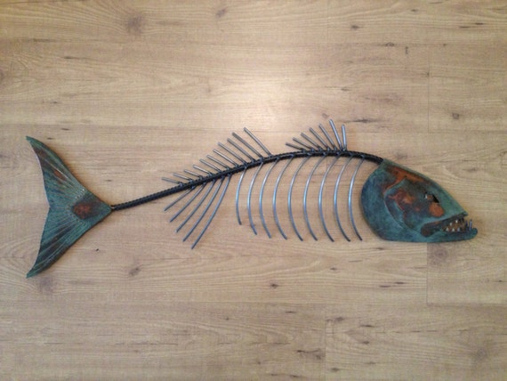 Chops Metal Fish Sculpture 36in Beach Coastal Tropical Art