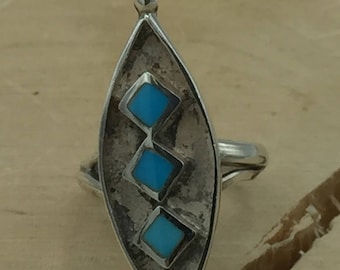 Silver and Turquoise Ring Size 6
