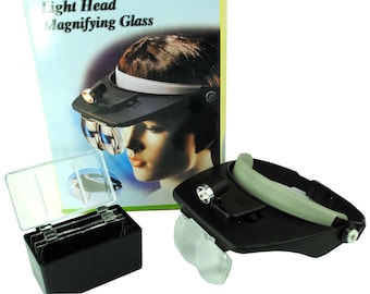 Proops Adjustable Headband Magnifier with Light and 4 Lenses 1.2x 1.8x 2.5x 3.5x. (V5097) Free UK Postage