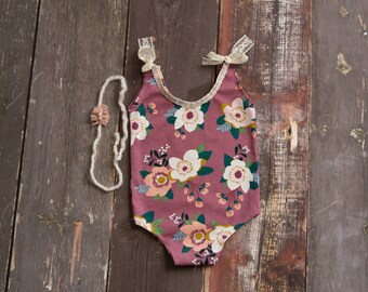 Newborn Girl Floral Romper Set