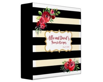 MARSALA FLORAL WATERCOLOR Personalized Recipe Binder - Bridal Shower Gift; Wedding Gift