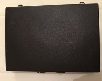 Vintage Samsonite Brown Briefcase Slim Hard Case Attach Mad Men Retro/ missing key. Made in Belgium.