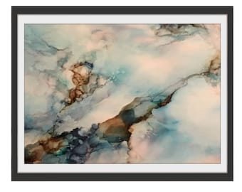 Giclee Print ~ blue, brown and white "Let There Be Peace"