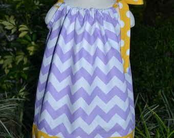 Purple Easter Dress, chevron pillowcase dress, baby Easter outfit, girls spring dress, purple and yellow, baby Easter dress, toddler dress