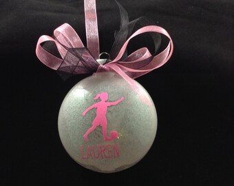 Personalized Soccer Player Glitter Disc Christmas Ornament