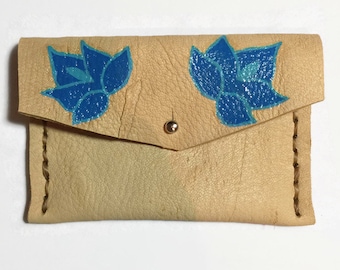 Leather Bag Women - Blue - Leather Bag - Mexican Flower