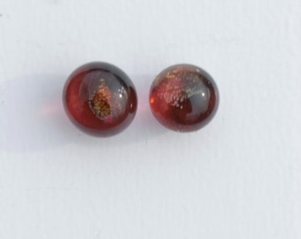 Fused red stained glass earrings
