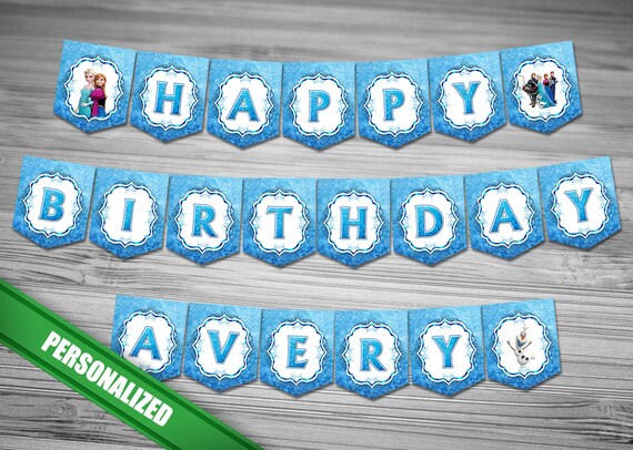 frozen happy birthday banner personalized with name