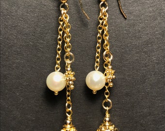 Pearl and Vermeil Earrings