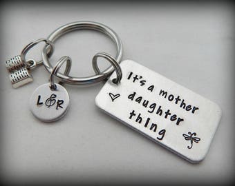 It's a mother daughter thing - Personalized Hand Stamped Keychain - Pop Culture - Mother's Day - Gift for Daughter - Book Key Chain - kg51