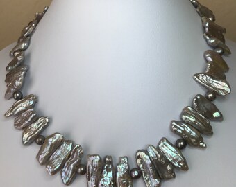 Gray Biwa Pearl Necklace