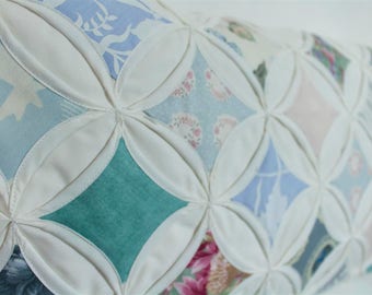 Patchwork Quilt Pillow Cathedral window