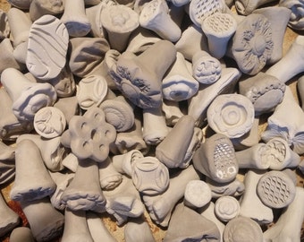 Set of 40 Ceramic BISQUE texture STAMPS for CLAY, pmc, fimo, and more! - many designs - great for adding a bit of detail to your work