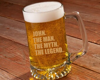 The Man. The Myth. The Legend. 25 oz. Sports Mug - Personalized Beer Mug - Gifts for Him - Husband Gifts - Groomsmen Gifts - GC1531