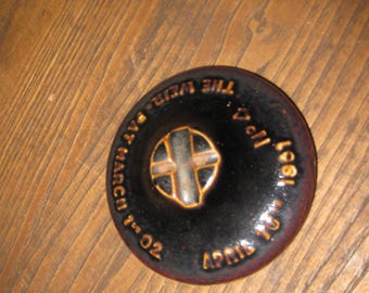 WEIR PAT. MARCH 1, 1902 Canning Jar Lid Pottery Lid 4 1/4" Inside 3" Brown No. 4