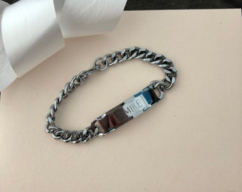ID Bracelet - bracelet homme bracelet d’identité - carte d’identité Bracelet pour homme - bracelet personnalisé id - Mike - Mike id - id personnalisé Bracelet - 1990