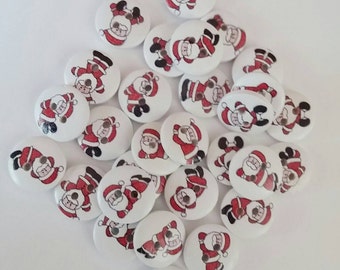 Wooden Santa Buttons x 8