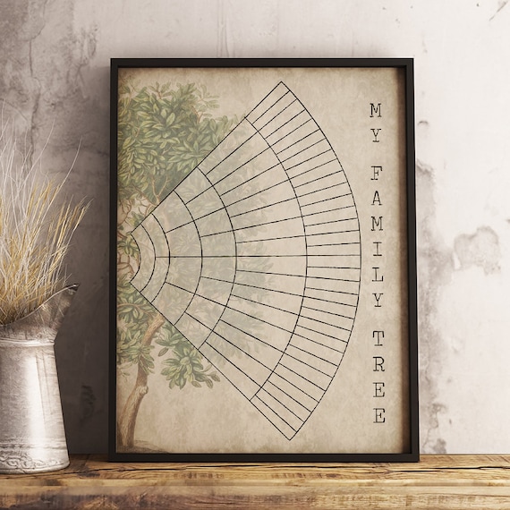 6 generation family tree fan chart instant download family tree fan chart download