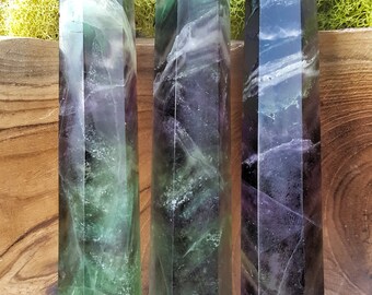 Large Purple Rainbow Fluorite Crystal Tower Point - 526