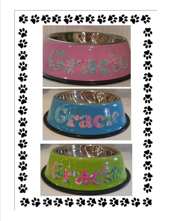 Lilly Pulitzer Inspired Personalized Dog Bowl