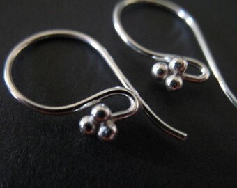 Magasin de vente... Argent Sterling Français crochets boucles d’oreilles crochets, 3 paires en vrac, 21 x 10 mm, BALI Artisan, vente en gros, trois boule... HP...