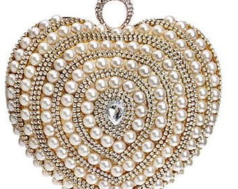 Pearl / Rhinestones Evening Bag Crystals