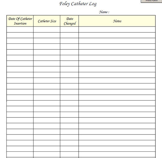 urine chart printable forms/ / Foley PDF/ Catheter Log Digital Health Fillable