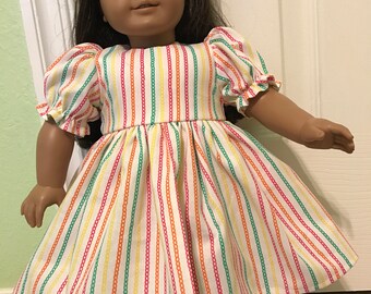 Brite Stripes dress for American Girl or Other 18 inch Doll