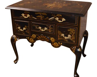 Vintage Hand Painted Oriental Chinoiserie Lowboy
