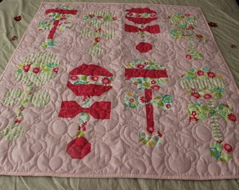 Pink Baby Rattles Quilt