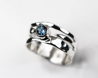 Colour Change Alexandrite Ring, Sterling Silver Alexandrite Organic Design Ring, Recycled Silver Ring, June Birthstone Ring, Elementisle