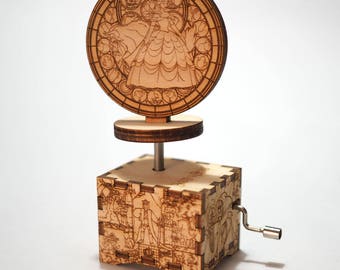 Beauty and the Beast Music Box - Main Theme - Laser cut and laser engraved wood music box. Perfect gift, memorabilia or collectible