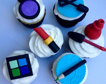 Makeup edible fondant cupcake toppers (qty. 10) made by FancyTop Cupcake