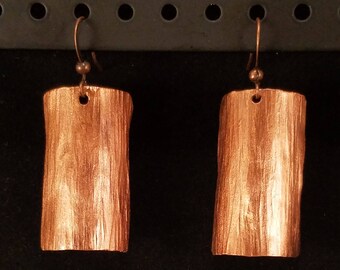 Large Copper Hammered Earrings