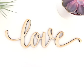 Script Love Wood Sign - Wood Sign Art, Wooden Love, Wood Love Sign, Wood Wedding Decor, 5 Year Anniversary Gift, Script Love, Cursive Love