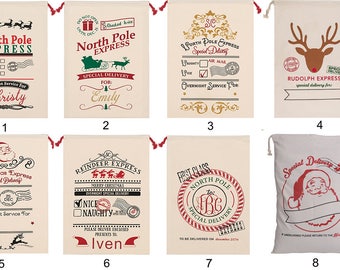 Personalized Santa Sack Christmas Bag - Santa Sacks with 21 Patterns Designs