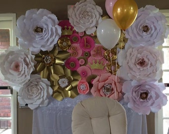 Gold,pink,and white Giant Paper Flower Backdrop