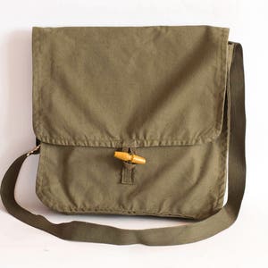 Vintage Military Bag Khaki Cotton Canvas Messenger School Cross body Bag, Unisex Travel Bag in Army Green, Army Surplus