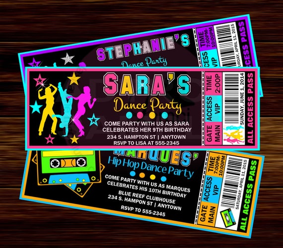 Hip Hop Dance Birthday Party Invitations 10