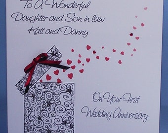 Personalised Handmade 1st to 40th Wedding Anniversary card.