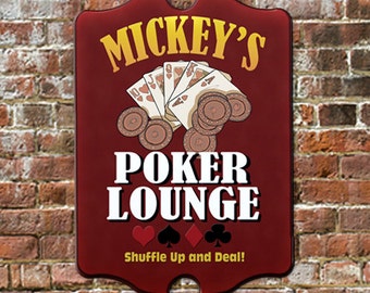 Custom PERSONALIZED Poker Lounge Bar Pub Tavern Sign - Traditional Antique Look for Game Room, Man Cave Wall Decor 11 x 16" GREAT Gift!