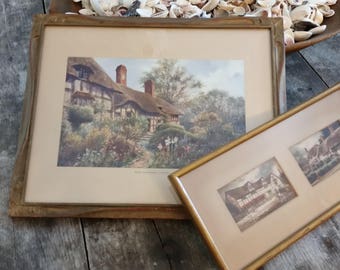 Vintage Thatched Roof Cottage Framed Prints